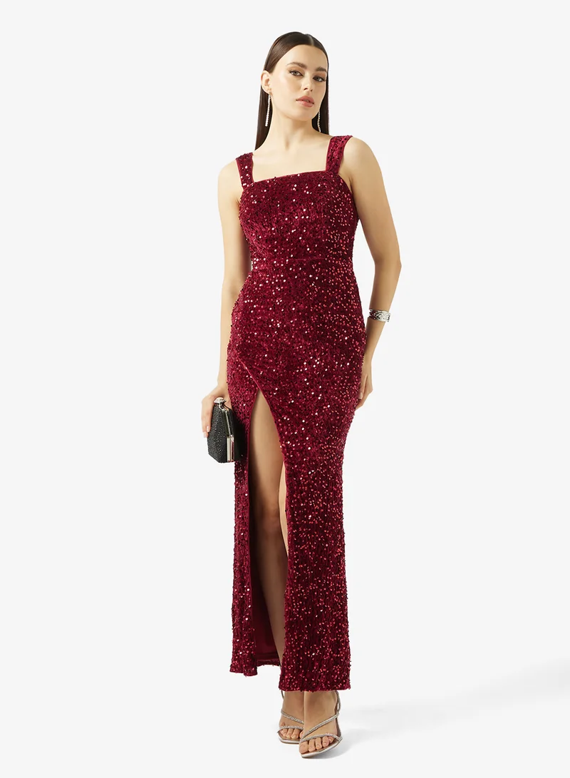 Ella Limited Edition  Shimmer Evening Dress With Slit for Women | Best Price UAE